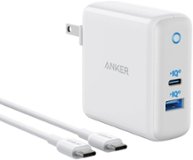 Anker - PowerPort PD 60W GaN Fast Charger and USB-C to C Cable 6ft for Macbook and Mobile Devices - White