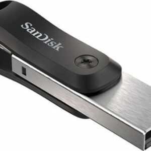 SanDisk - iXpand Flash Drive Go 128GB USB 3.0 Type-A to Apple Lightning for iPhone & iPad - Black / Silver