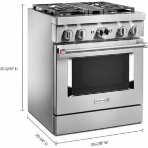 KitchenAid - 4.1 Cu. Ft. Freestanding Dual Fuel True Convection Range with Self-Cleaning - Stainless Steel