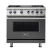 Viking - Freestanding 7 Series Dual Fuel Self-Clean 36"W Range - Damascus Gray