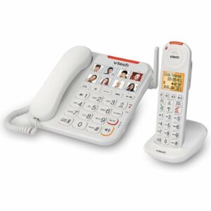 VTech - Amplified Corded/Cordless Answering System with Big Buttons Display - White