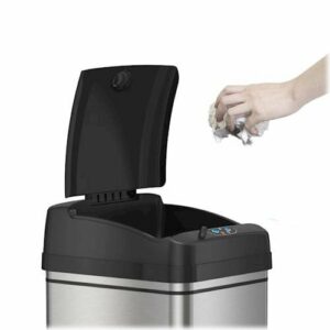 iTouchless - 13 Gallon Touchless Sensor Trash Can with Pet-Proof Lid and AbsorbX Odor Control, Stainless Steel Automatic Kitchen Bin - Silver