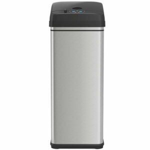 iTouchless - 13 Gallon Touchless Sensor Trash Can with Pet-Proof Lid and AbsorbX Odor Control, Stainless Steel Automatic Kitchen Bin - Silver