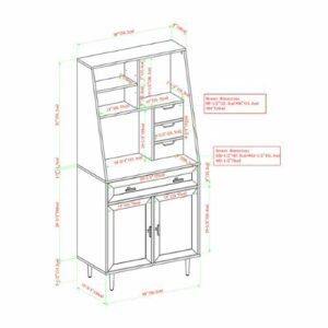 Walker Edison - 4 Drawer Cabinet Storage Computer Desk with Hutch - Dark Walnut