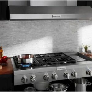 KitchenAid - Commercial-Style 48'' Built-In Gas Cooktop with 6 Burners and Griddle - Stainless Steel