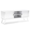 Simpli Home - Draper Solid Hardwood 60 inch Wide Mid Century Modern TV Media Stand For TVs up to 65 inches - White