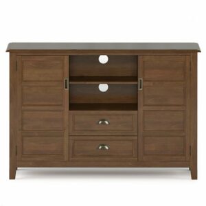 Simpli Home - Burlington Solid Wood 54 inch Wide Transitional TV Media Stand For TVs up to 60 inches - Medium Saddle Brown