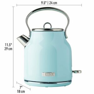 Haden - Heritage  1.7 Liter Electric Kettle Stainless Steel with Auto Shut -Off - Turquoise