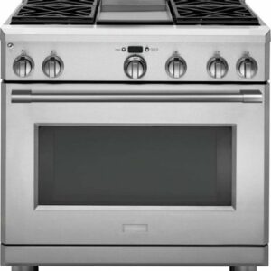 Monogram - 5.75 Cu. Ft. Freestanding Dual Fuel True Convection Range with Self-Cleaning and Griddle - Stainless Steel