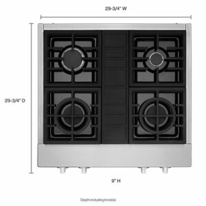 KitchenAid - Commercial-Style 30" Built-In Gas Cooktop with 4 Burners - Stainless Steel