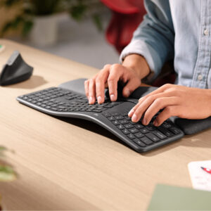 Logitech - ERGO K860 Ergonomic Full-size Wireless Keyboard for Windows and Mac with Palm Rest - Black