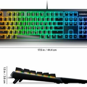 SteelSeries - Apex 3 Full Size Wired Membrane Whisper Quiet Switch Gaming Keyboard with 10 zone RGB Backlighting - Black