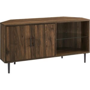 Walker Edison - Corner TV Console for Most Flat-Panel TVs Up to 52" - Dark Walnut