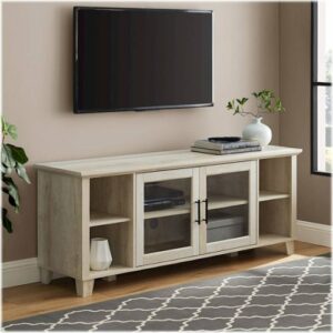 Walker Edison - Rustic Farmhouse Columbus TV Stand Cabinet for Most Flat-Panel TVs Up to 65" - White Oak