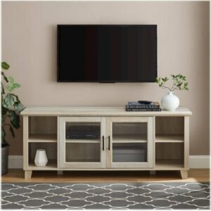 Walker Edison - Rustic Farmhouse Columbus TV Stand Cabinet for Most Flat-Panel TVs Up to 65" - White Oak