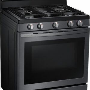 Samsung - 5.8 Cu. Ft. Freestanding Gas Convection Range with Self-High Heat Cleaning - Black Stainless Steel