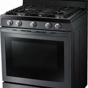 Samsung - 5.8 Cu. Ft. Freestanding Gas Convection Range with Self-High Heat Cleaning - Black Stainless Steel