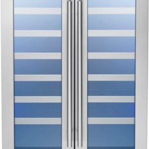 Zephyr - Presrv 24 in. 42-Bottle Dual Zone French Door Wine Cooler - Stainless Steel/Glass