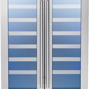 Zephyr - Presrv 24 in. 42-Bottle Dual Zone French Door Wine Cooler - Stainless Steel/Glass