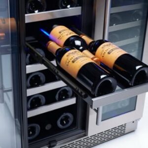 Zephyr - Presrv 24 in. 42-Bottle Dual Zone French Door Wine Cooler - Stainless Steel/Glass