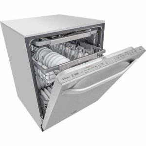 LG - STUDIO 24" Top Control Built-In Dishwasher with TrueSteam, Light, 3rd Rack, 40dBA - Stainless Steel