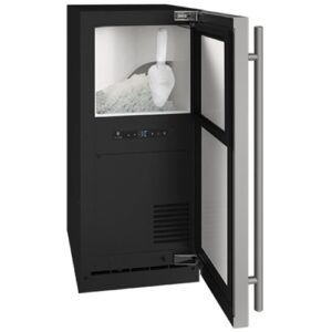 U-Line - 90-lb Freestanding Nugget Ice Machine with Reversible Hinge in Solid Stainless with Pump - Gray