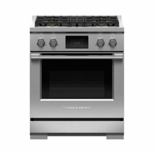 Fisher & Paykel - Professional 4 Cu. Ft. Freestanding Dual Fuel True Convection Range with Self-Cleaning - Stainless Steel/Black Glass