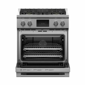 Fisher & Paykel - Professional 4 Cu. Ft. Freestanding Dual Fuel True Convection Range with Self-Cleaning - Stainless Steel/Black Glass