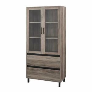 Walker Edison - 2-Drawer Storage Armoire Bookcase Cabinet - Gray Wash