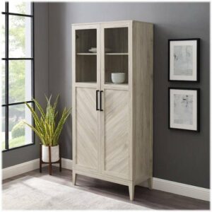 Walker Edison - Storage Armoire Bookcase Cabinet - Brich