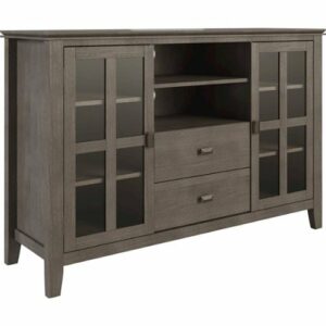 Simpli Home - Artisan SOLID WOOD 53 inch Wide Transitional TV Media Stand in Farmhouse Grey For TVs up to 60 inches - Farmhouse Gray