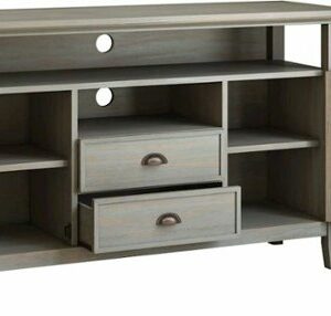 Simpli Home - Redmond SOLID WOOD 54 inch Wide Transitional TV Media Stand in Distressed Grey For TVs up to 60 inches - Distressed Gray