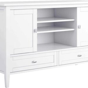 Simpli Home - Warm Shaker Solid Wood 47 inch Wide Transitional TV Media Stand For TVs up to 50 inches - White