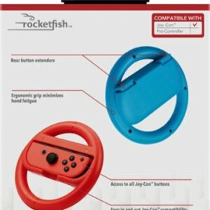 Rocketfish™ - Joy-Con Racing Wheel Two Pack For Nintendo Switch & Switch OLED - Red/Blue