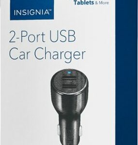 Insignia™ - 24W Dual USB Port Vehicle Charger - Black