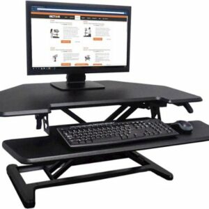 Victor - Height Adjustable Corner Standing Desk Riser with Removable Keyboard Tray - Black