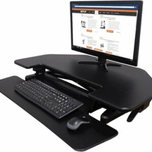 Victor - Height Adjustable Corner Standing Desk Riser with Removable Keyboard Tray - Black