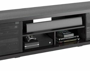 CorLiving - Holland Black Wooden Extra Wide TV Stand, for TVs up to 85" - Ravenwood Black