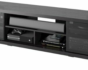 CorLiving - Holland Black Wooden Extra Wide TV Stand, for TVs up to 85" - Ravenwood Black