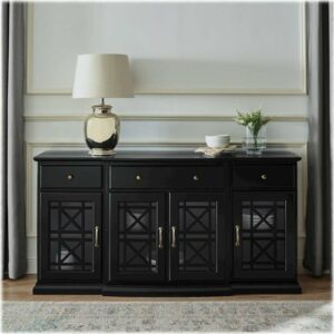 Walker Edison - Landon MDF 4-Door 3-Drawer Sideboard - Black