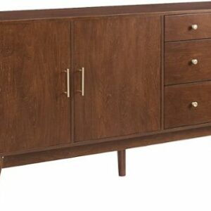 Walker Edison - Mid-Century Modern 2-Shelf 3-Drawer Sideboard - Walnut