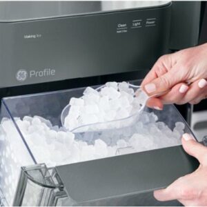 GE Profile - Opal 2.0 38-lb. Portable Ice maker with Nugget Ice Production, Side Tank, and Built-in WiFi - Black Stainless Steel