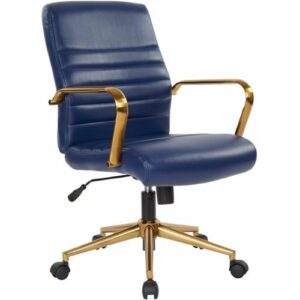 OSP Home Furnishings - Baldwin 5-Pointed Star Faux Leather Office Chair - Navy