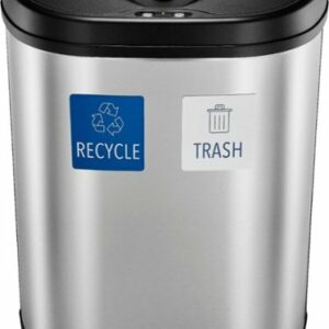 Insignia™ - 18 Gal. Automatic Trash Can with Recycle and Waste Divider - Stainless steel