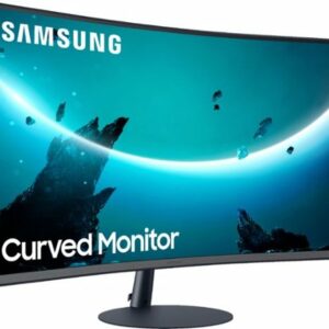 Samsung - Geek Squad Certified Refurbished T55 Series 27" LED Curved FHD Monitor - Dark Gray/Blue