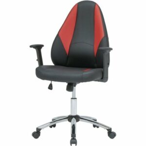 SD Gaming - Gaming 5-Pointed Star Polyurethane and Vegan Leather Office Chair - Black/Red/Chrome