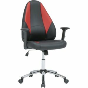 SD Gaming - Gaming 5-Pointed Star Polyurethane and Vegan Leather Office Chair - Black/Red/Chrome