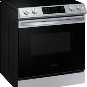 Samsung - 6.3 cu. ft. Front Control Slide-in Electric Range with Convection & Wi-Fi, Fingerprint Resistant - Stainless Steel