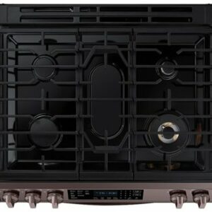 Samsung - 6.0 cu. ft. Front Control Slide-In Gas Convection Range with Air Fry & Wi-Fi, Fingerprint Resistant - Tuscan Stainless Steel