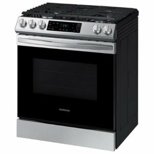 Samsung - 6.0 cu. ft. Front Control Slide-in Gas Range with Wi-Fi, Fingerprint Resistant - Stainless Steel